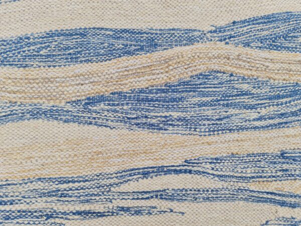 Blue and Beige Striped Flatweave Wool Rug - Image 6