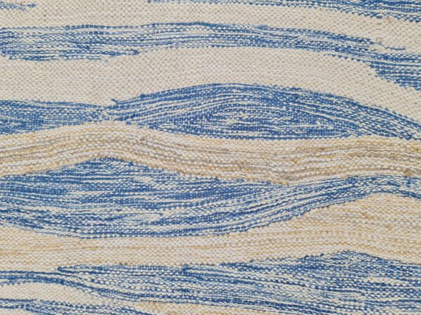 Blue and Beige Striped Flatweave Wool Rug - Image 10