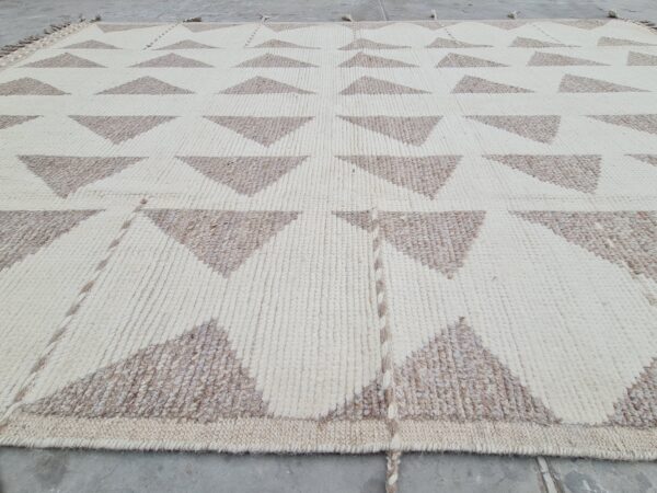 Textural Brown and White Moroccan Hand Knotted Wool Afghan Rug - Image 7