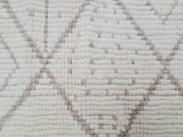 White and Brown Moroccan Hand Knotted Wool Rug - Image 4