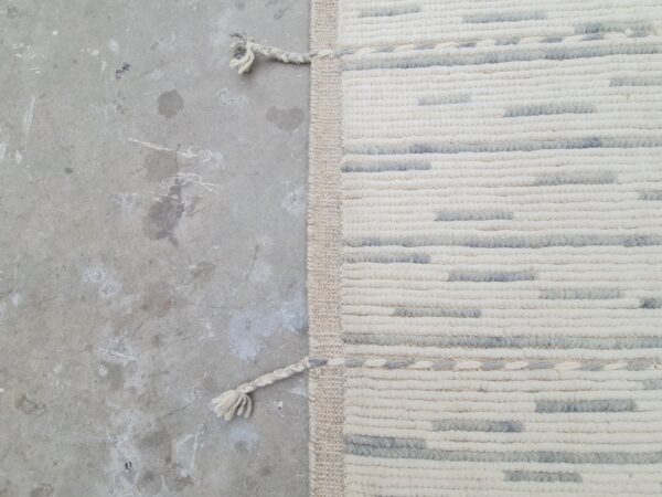 Grey and White Moroccan Hand Knotted Wool Rug - Image 6