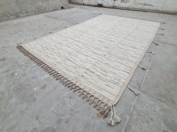 Grey and White Moroccan Hand Knotted Wool Rug