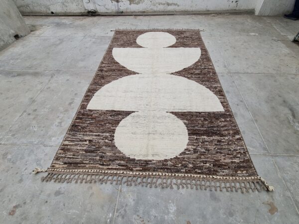 Handcrafted Brown and White Moroccan Hand Knotted Wool for Afghan Artisanal Kilim - Image 3