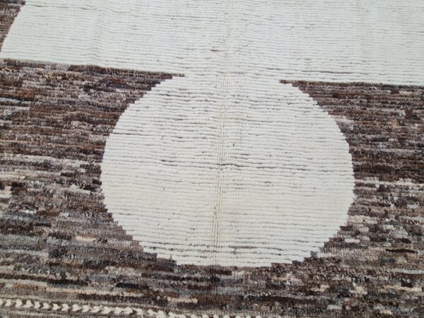 Handcrafted Brown and White Moroccan Hand Knotted Wool for Afghan Artisanal Kilim - Image 5