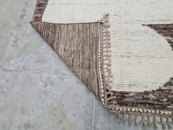 Handcrafted Brown and White Moroccan Hand Knotted Wool for Afghan Artisanal Kilim - Image 8