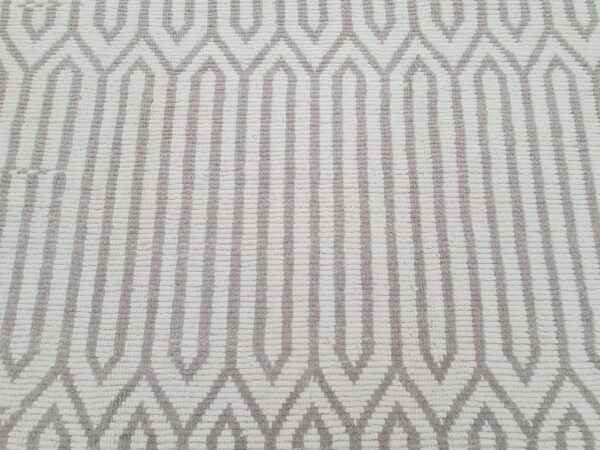 Grey and White Moroccan Hand Knotted Wool Rug - Image 7