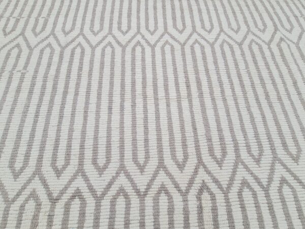 Grey and White Moroccan Hand Knotted Wool Rug - Image 8