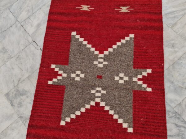 Red, Brown, and Multicolor Navajo Flatweave Wool Runner - Image 7