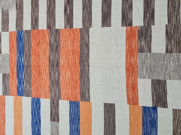 Orange, Brown, and Multicolor Striped Flatweave Wool Rug - Image 2