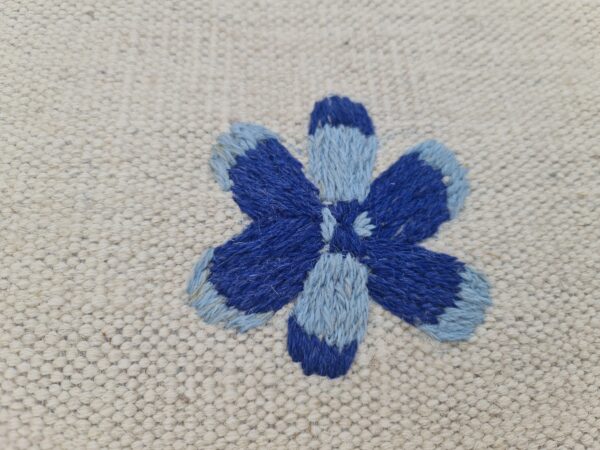 Blue and White Suzani Embroidered Wool Rug - Image 6