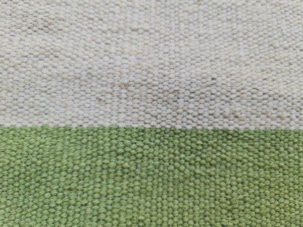 Green and White Striped Flatweave Wool Rug for Living Spaces - Image 7