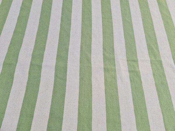 Green and White Striped Flatweave Wool Rug for Living Spaces - Image 10