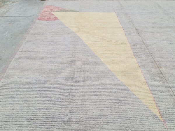 Grey, Yellow, and Multicolor Moroccan Hand Knotted Wool Rug - Image 6