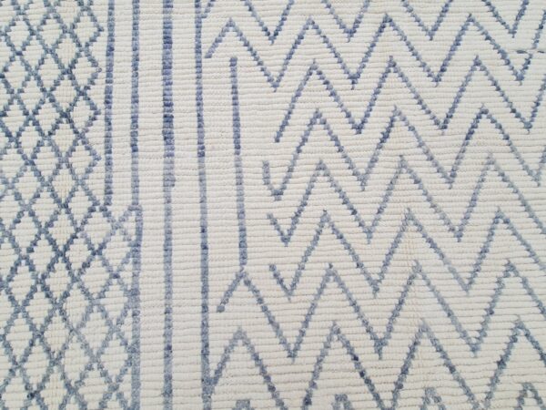 Blue and White Moroccan Hand Knotted Wool Rug - Image 10