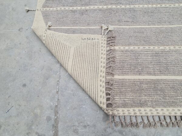 Grey and White Moroccan Hand Knotted Wool Rug - Image 10