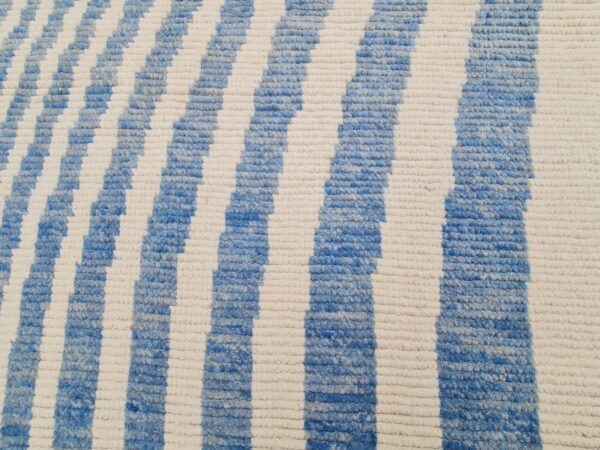 Blue and White Moroccan Hand Knotted Wool Rug - Image 8