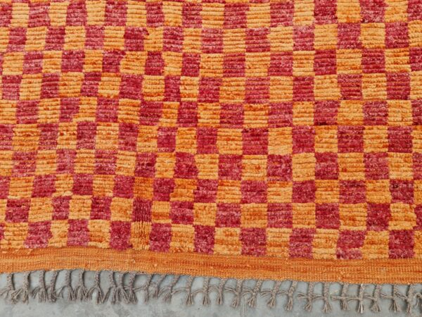 Orange and Red Moroccan Hand Knotted Wool Rug - Image 6