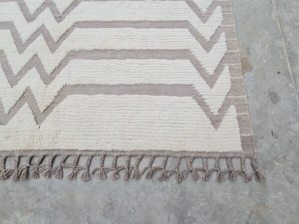 Afghan Kilim Brown and White Moroccan Hand Knotted Wool - Image 7