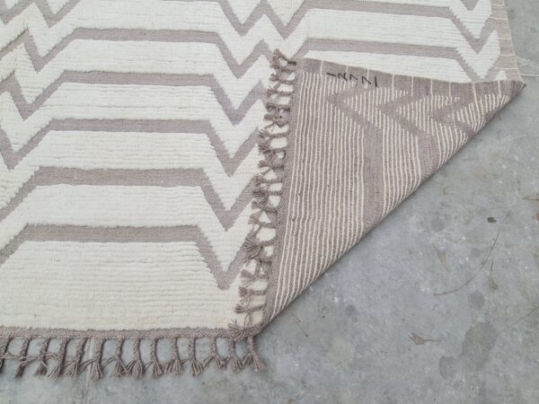 Afghan Kilim Brown and White Moroccan Hand Knotted Wool - Image 6