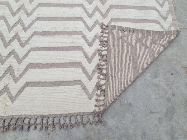 Afghan Kilim Brown and White Moroccan Hand Knotted Wool - Image 10