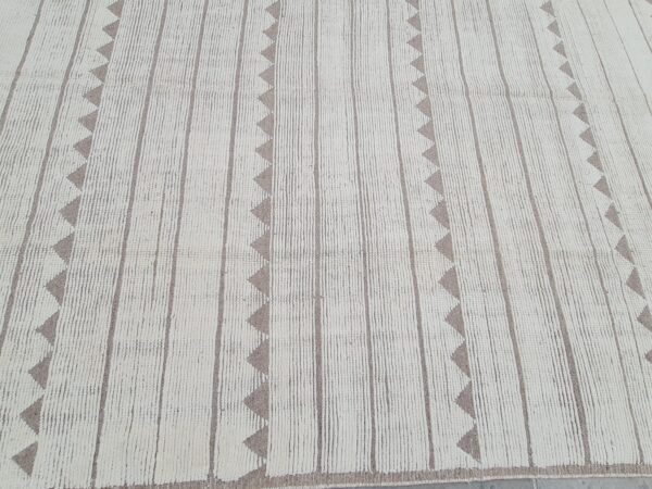 Cozy Brown and White Moroccan Hand Knotted Wool Rug - Image 3