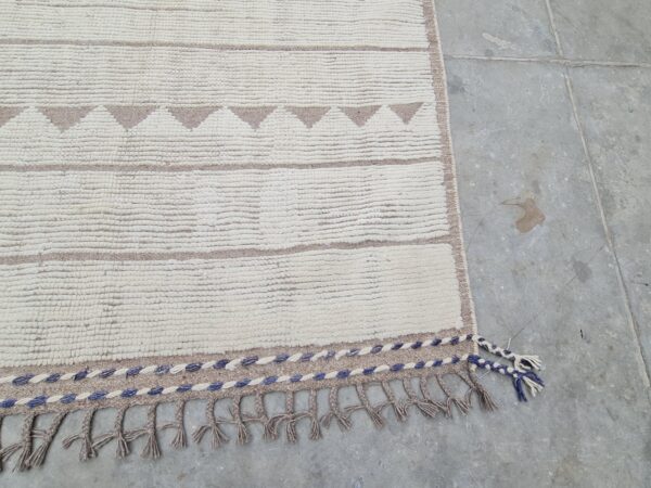 Cozy Brown and White Moroccan Hand Knotted Wool Rug - Image 5