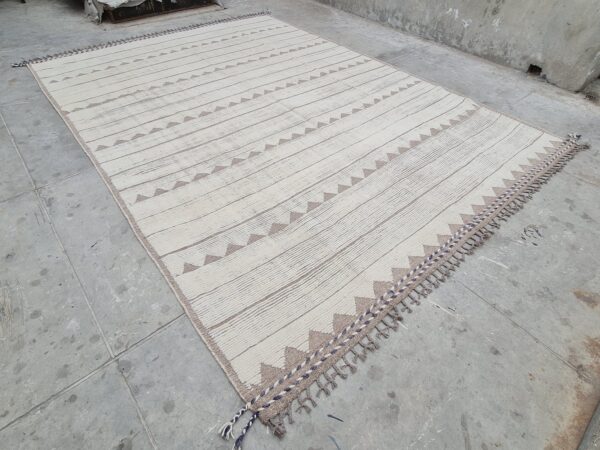 Cozy Brown and White Moroccan Hand Knotted Wool Rug - Image 6