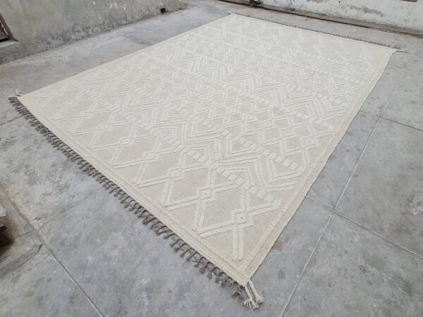 Grey and White Moroccan Hand Knotted Wool Rug