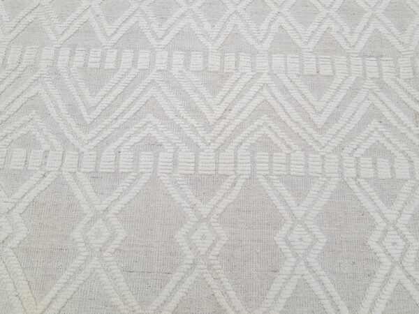 Grey and White Moroccan Hand Knotted Wool Rug - Image 3