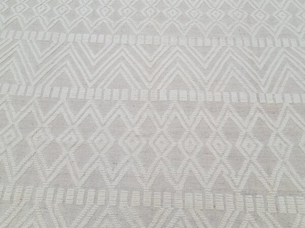 Grey and White Moroccan Hand Knotted Wool Rug - Image 5