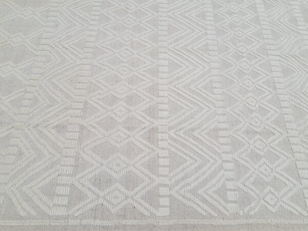 Grey and White Moroccan Hand Knotted Wool Rug - Image 6