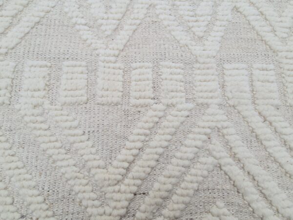 Grey and White Moroccan Hand Knotted Wool Rug - Image 10