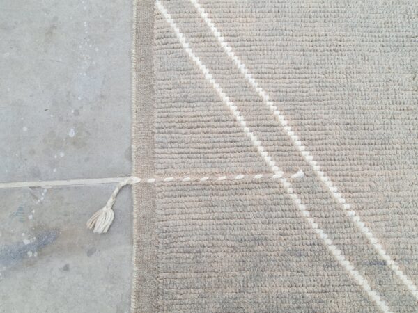 Grey and White Moroccan Hand Knotted Wool Rug - Image 10