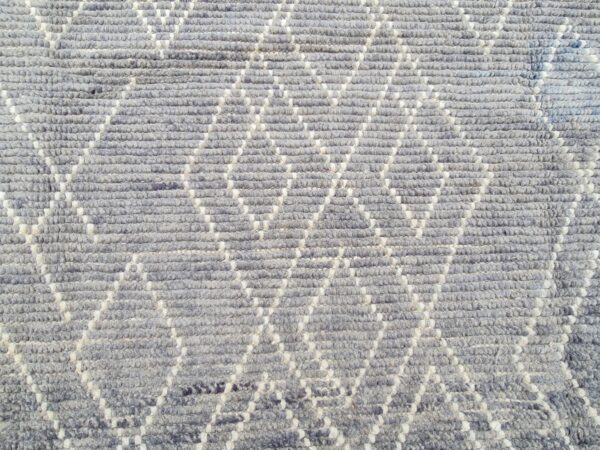 Grey and White Moroccan Hand Knotted Wool Rug - Image 8