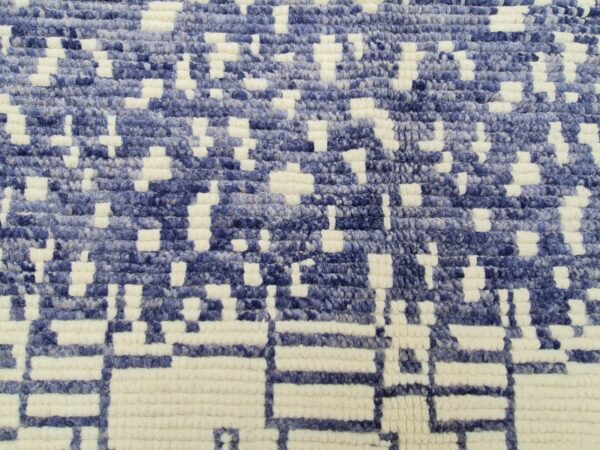 Blue and White Moroccan Hand Knotted Wool Rug - Image 8