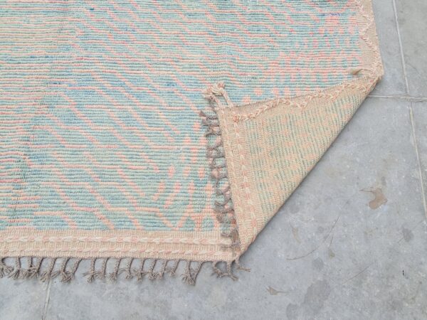 Pink, Blue, and Multicolor Moroccan Hand Knotted Wool Rug - Image 9