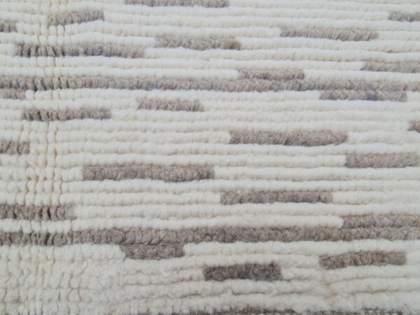 Brown and White Moroccan Hand Knotted Wool Rug - Image 8