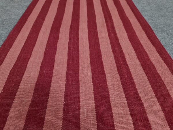 Pink and Red Striped Flatweave Wool Runner - Image 3