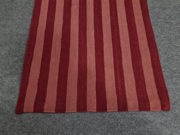 Pink and Red Striped Flatweave Wool Runner - Image 5