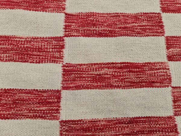 Boujad Red and White Striped Flatweave Wool Kilim for High-Traffic Areas - Image 5