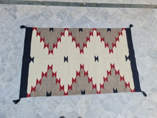 Brown, White, and Multicolor Navajo Flatweave Wool Rug - Image 3