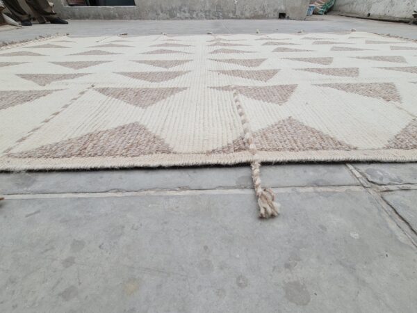 Textural Brown and White Moroccan Hand Knotted Wool Afghan Rug - Image 6