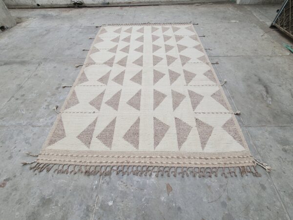 Textural Brown and White Moroccan Hand Knotted Wool Afghan Rug - Image 3