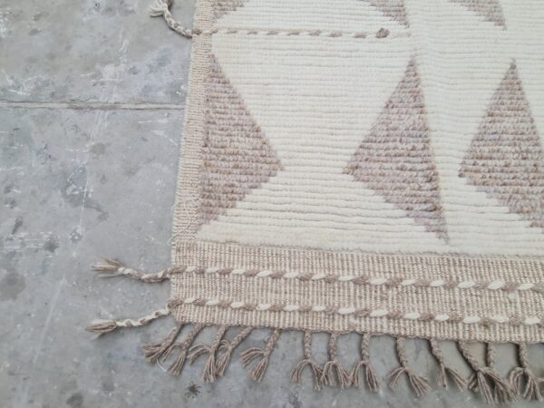 Textural Brown and White Moroccan Hand Knotted Wool Afghan Rug - Image 8