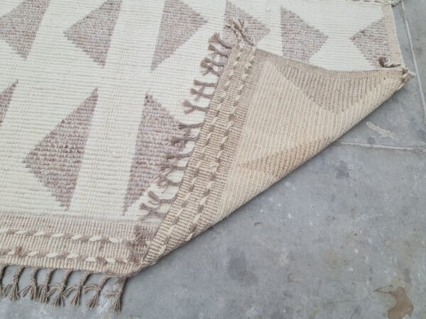 Textural Brown and White Moroccan Hand Knotted Wool Afghan Rug - Image 9