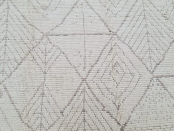 Timeless White and Brown Moroccan Hand Knotted Wool Rug for Enduring Style - Image 4