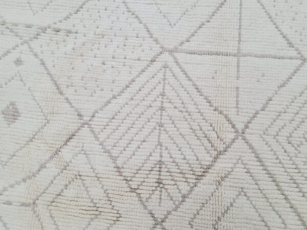 Timeless White and Brown Moroccan Hand Knotted Wool Rug for Enduring Style - Image 9