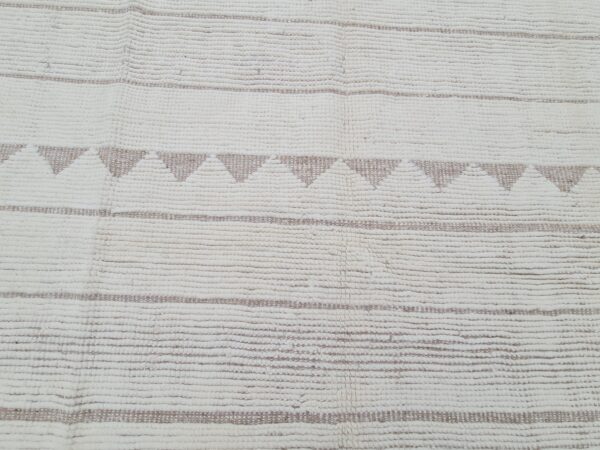 Brown and White Moroccan Hand Knotted Wool Rug - Image 6