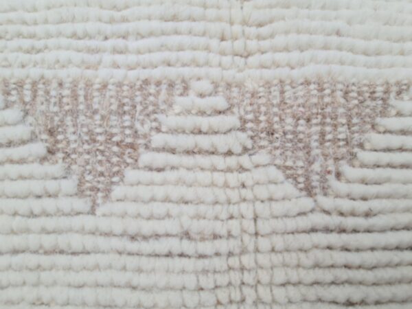 Brown and White Moroccan Hand Knotted Wool Rug - Image 8