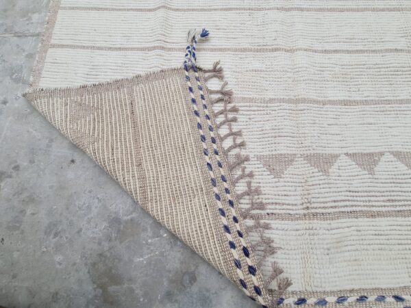 Brown and White Moroccan Hand Knotted Wool Rug - Image 9